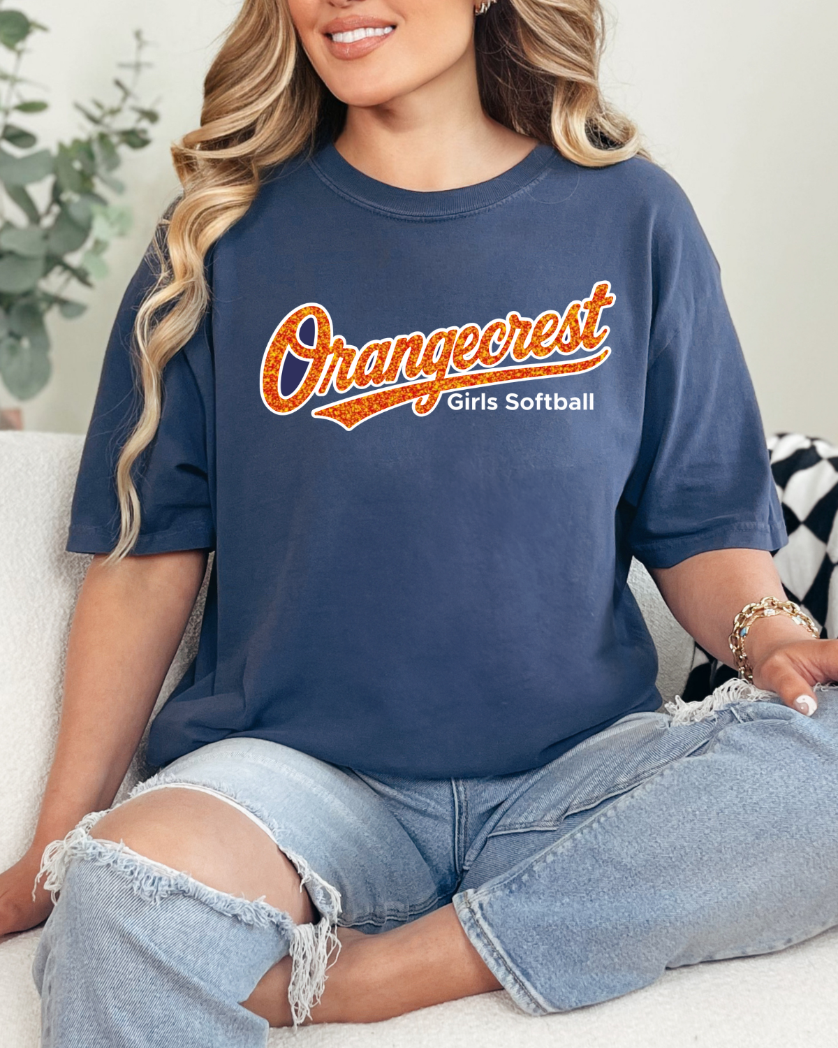 Orangecrest Script Glitter Embroidered Tee