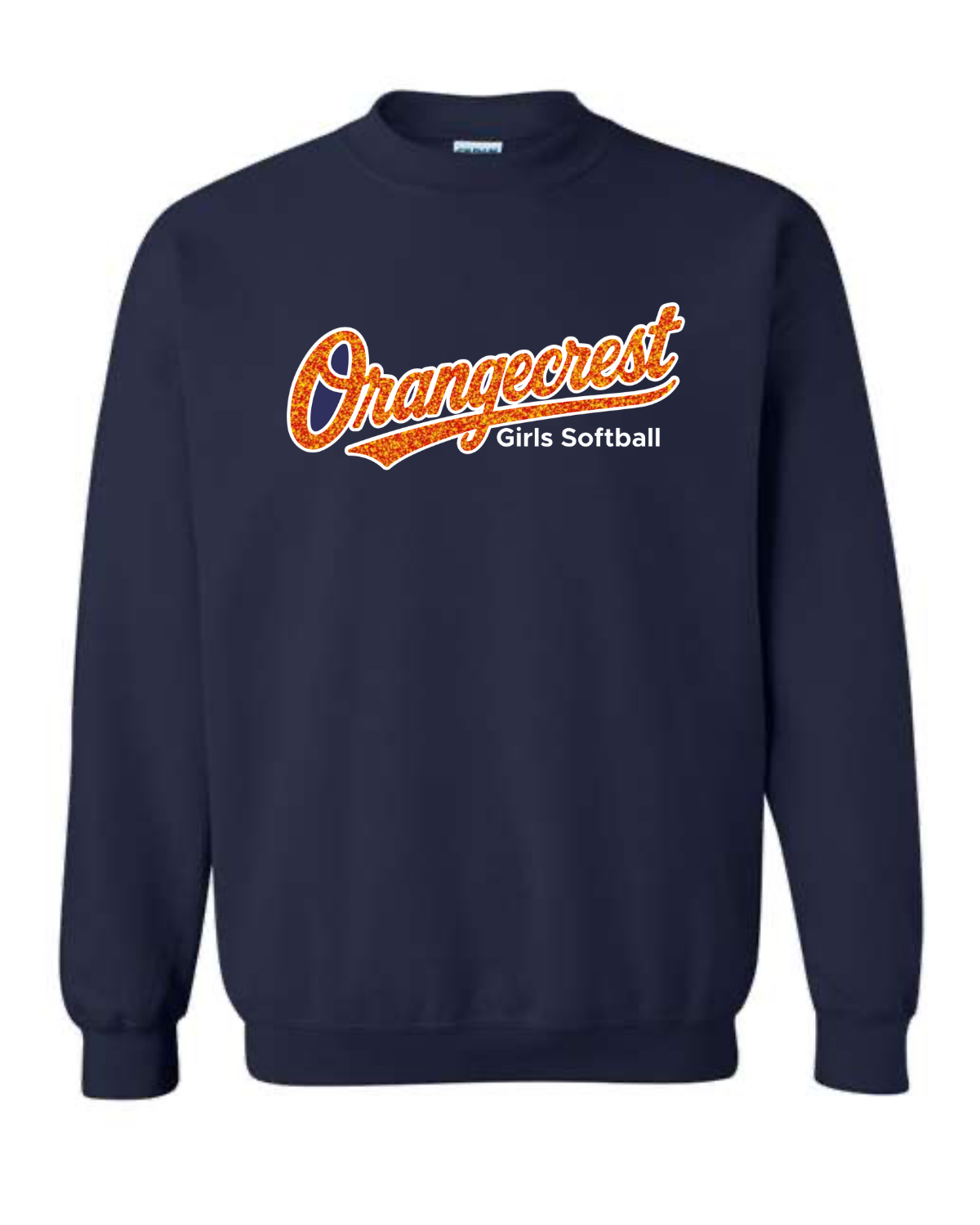 Orangecrest Script Glitter Embroidered Crew Sweatshirt