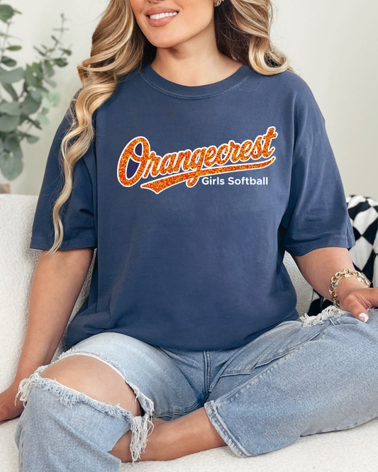 Orangecrest Script Glitter Embroidered Tee