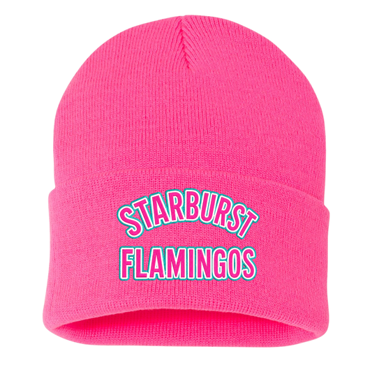 Starburst Flamingos Embroidered Beanie