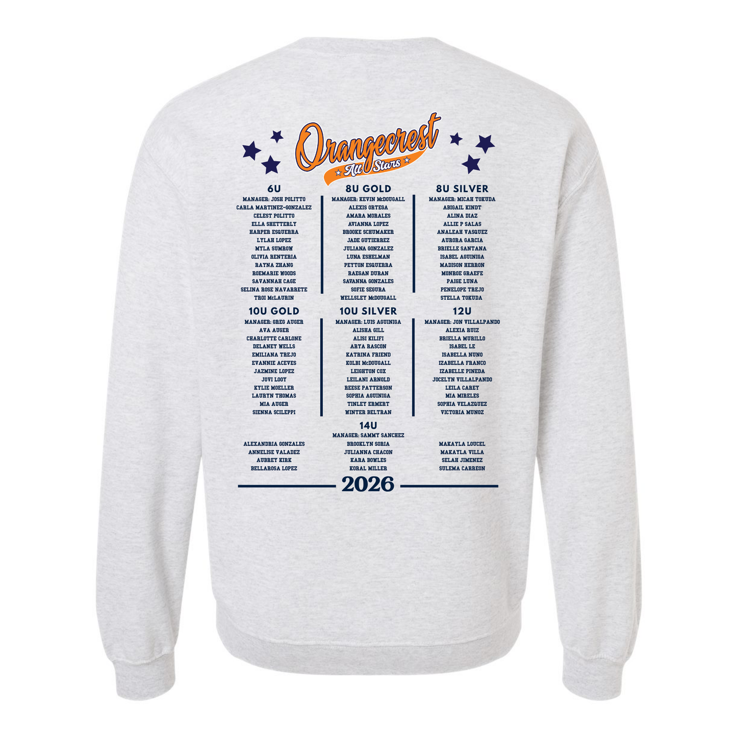 OCGSA All Stars Bell Roster Fleece Crew Sweatshirt
