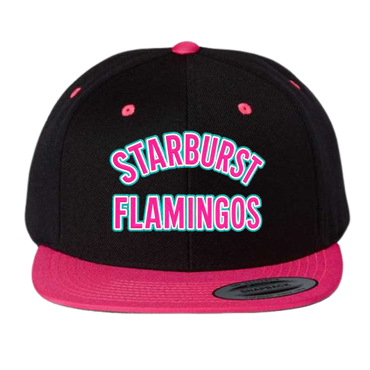 Starburst Flamingos Embroidered Flat Bill