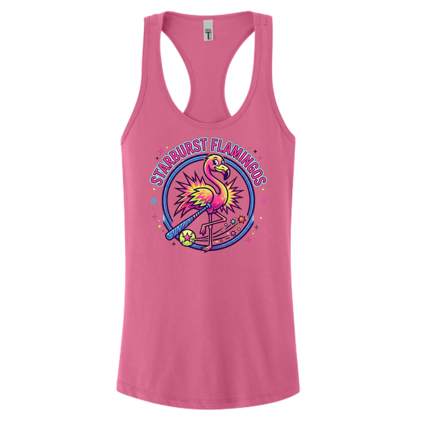 Starburst Flamingos Racerback Tank