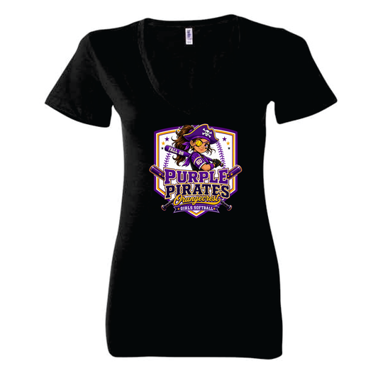 Purple Pirates Ladies V-Neck Tee