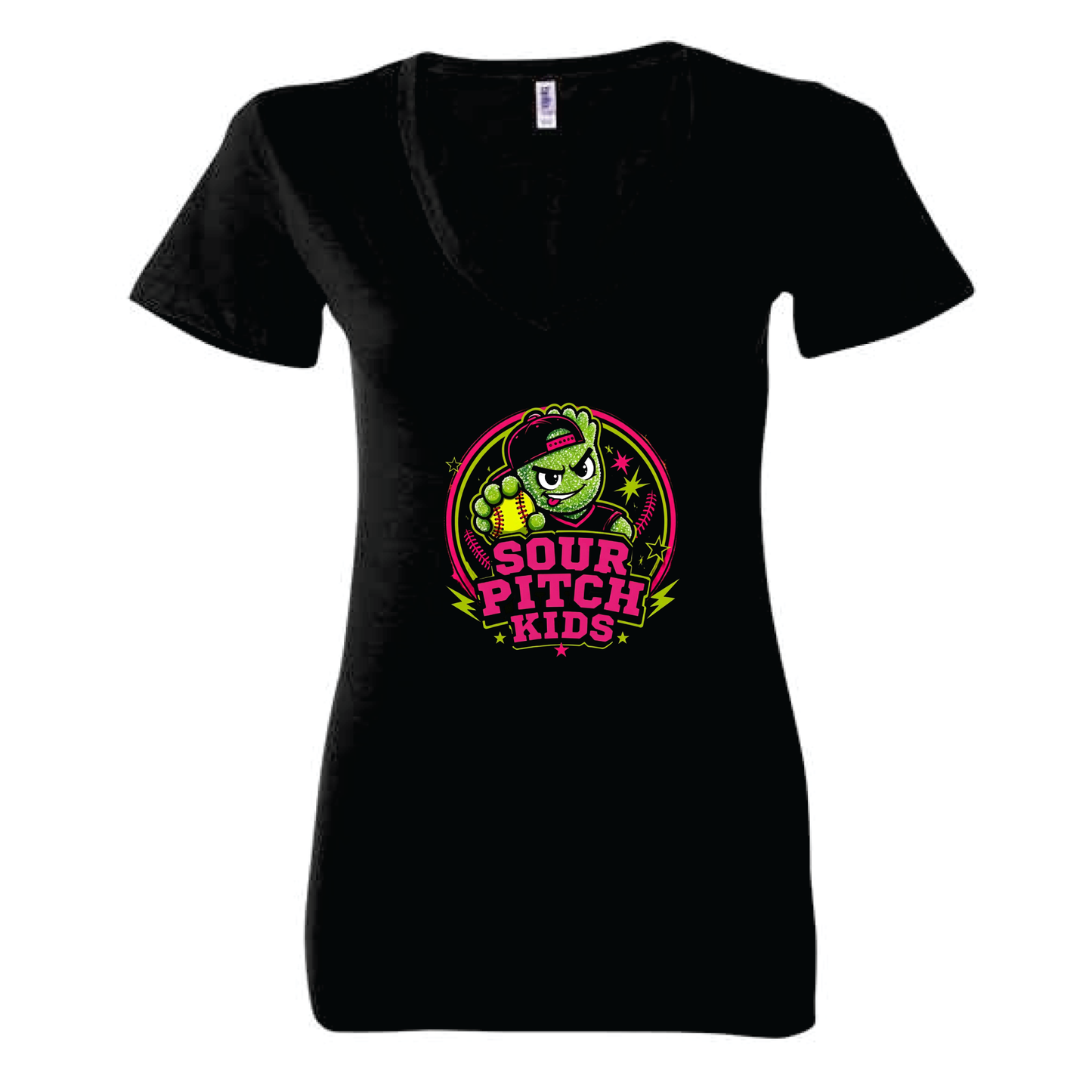 Sour Pitch Kids Ladies V-Neck Tee