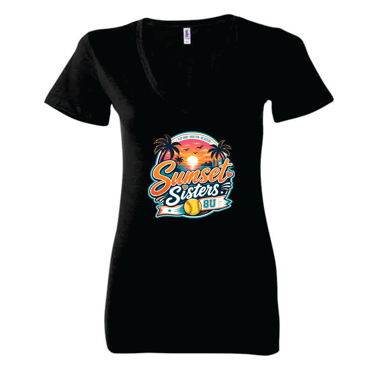 Sunset Sisters Ladies V-Neck Tee