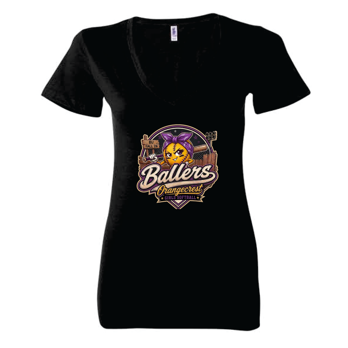 Purple Ballers Ladies V-Neck Tee