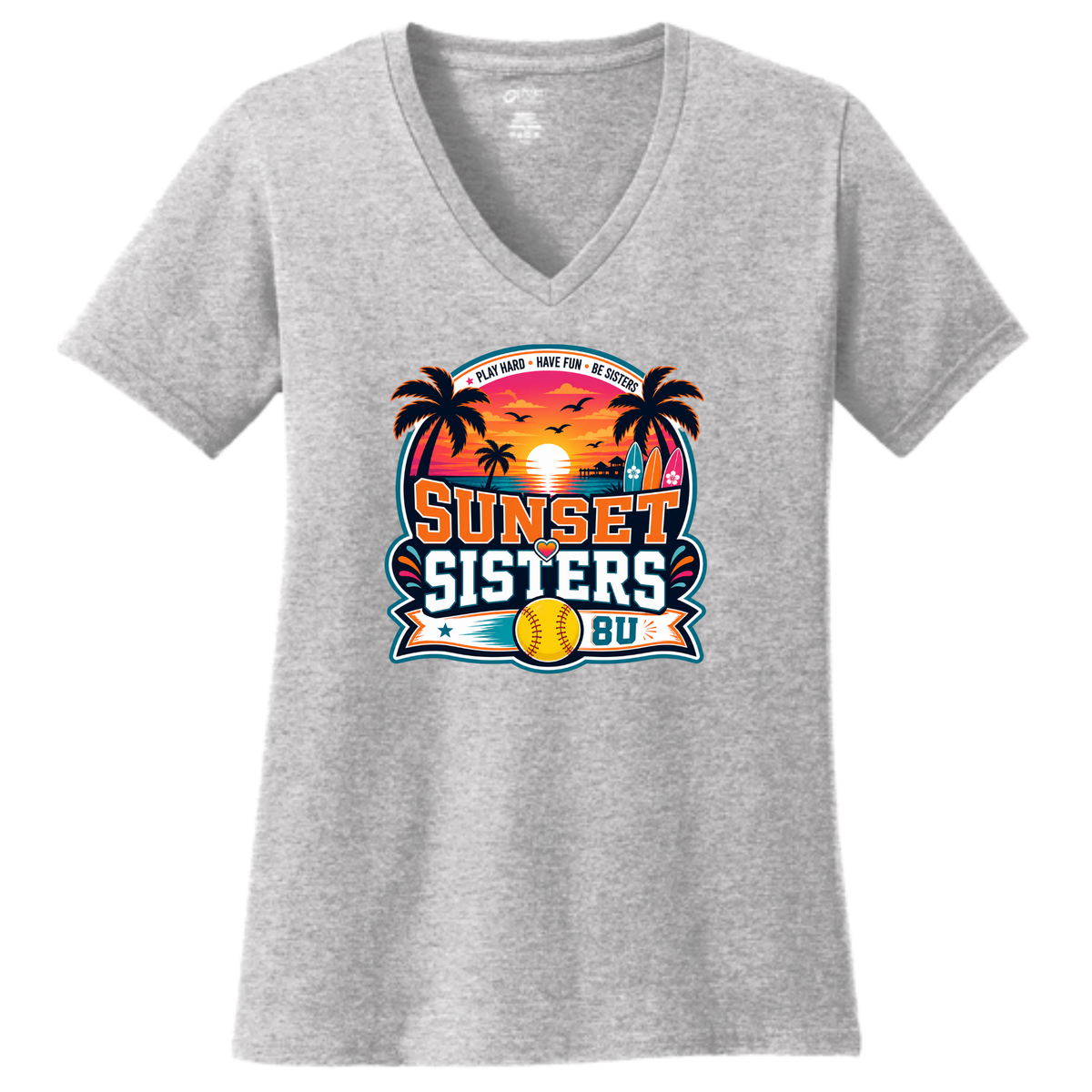 Sunset Sisters Ladies V-Neck Tee