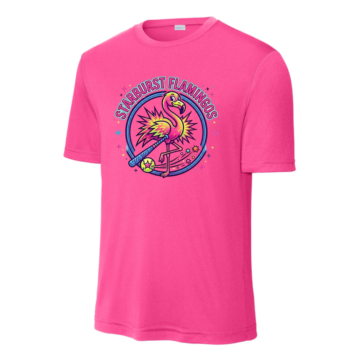 Starburst Flamingos Dri Fit Short Sleeve